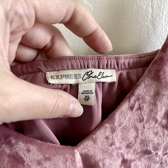 Express One Eleven Size XS Tank - Pink Velour Tiered Crop Spaghetti Straps - Picture 6 of 10